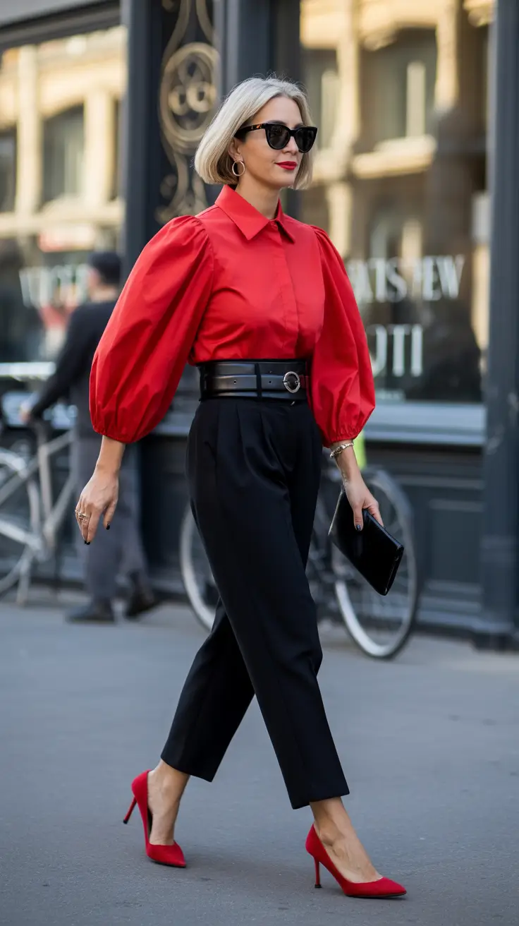 Chic outfits for women over 40 in 2026 Bold in Red and Black Drama