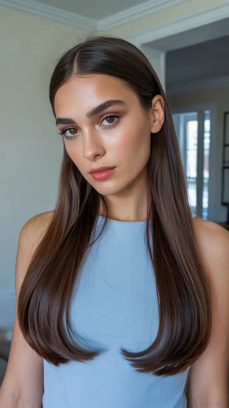 Classic brunette hair color 2026, modernized Rich Espresso Sleek