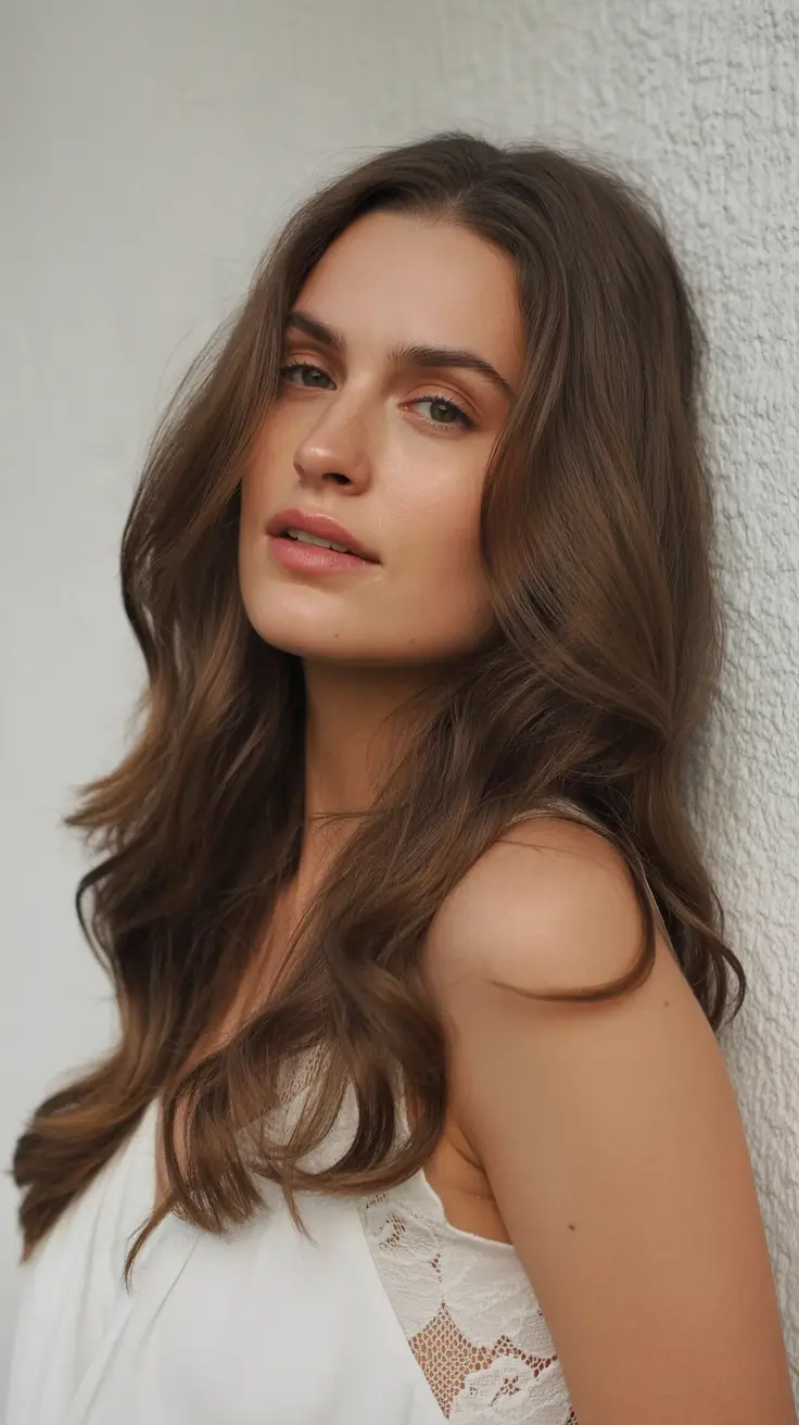 Classic brunette hair color 2026, modernized Mocha Whisper Layers