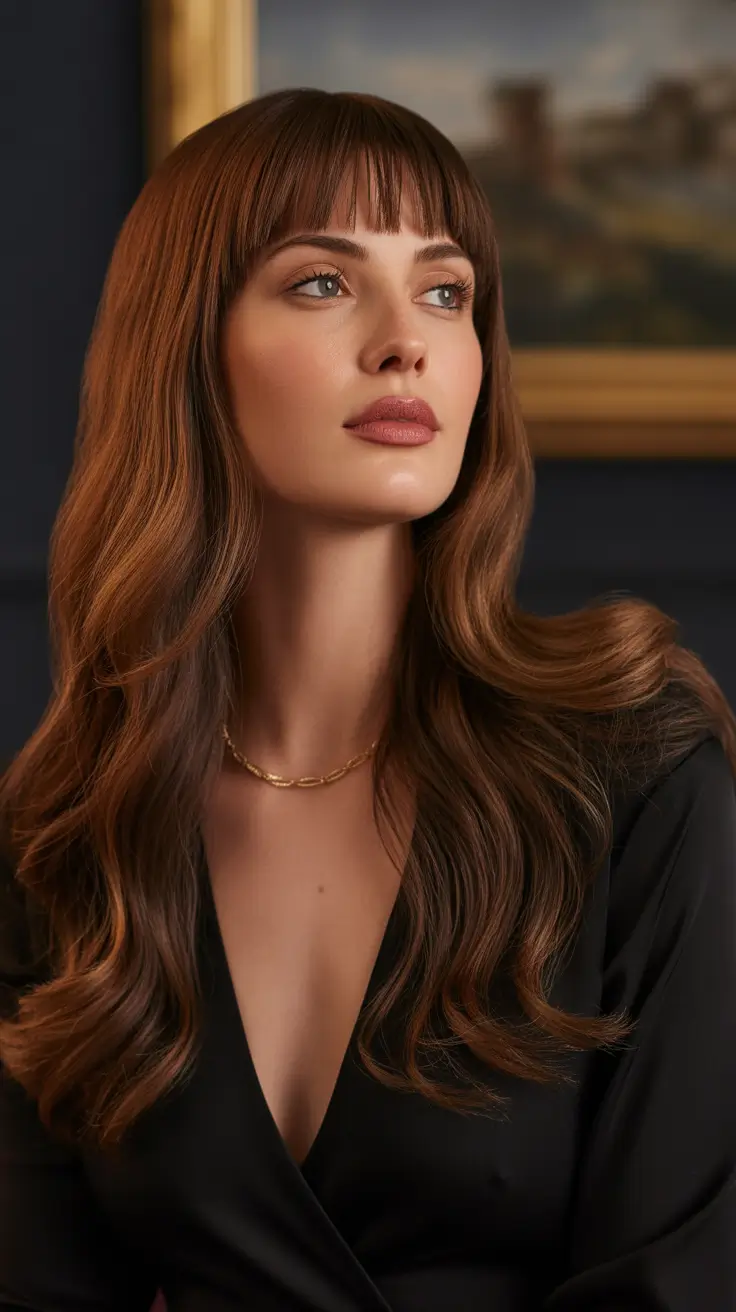 Classic brunette hair color 2026, modernized Golden Mocha Waves