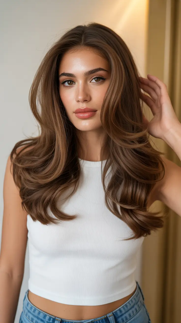Classic brunette hair color 2026, modernized Milk Chocolate Soft Glam