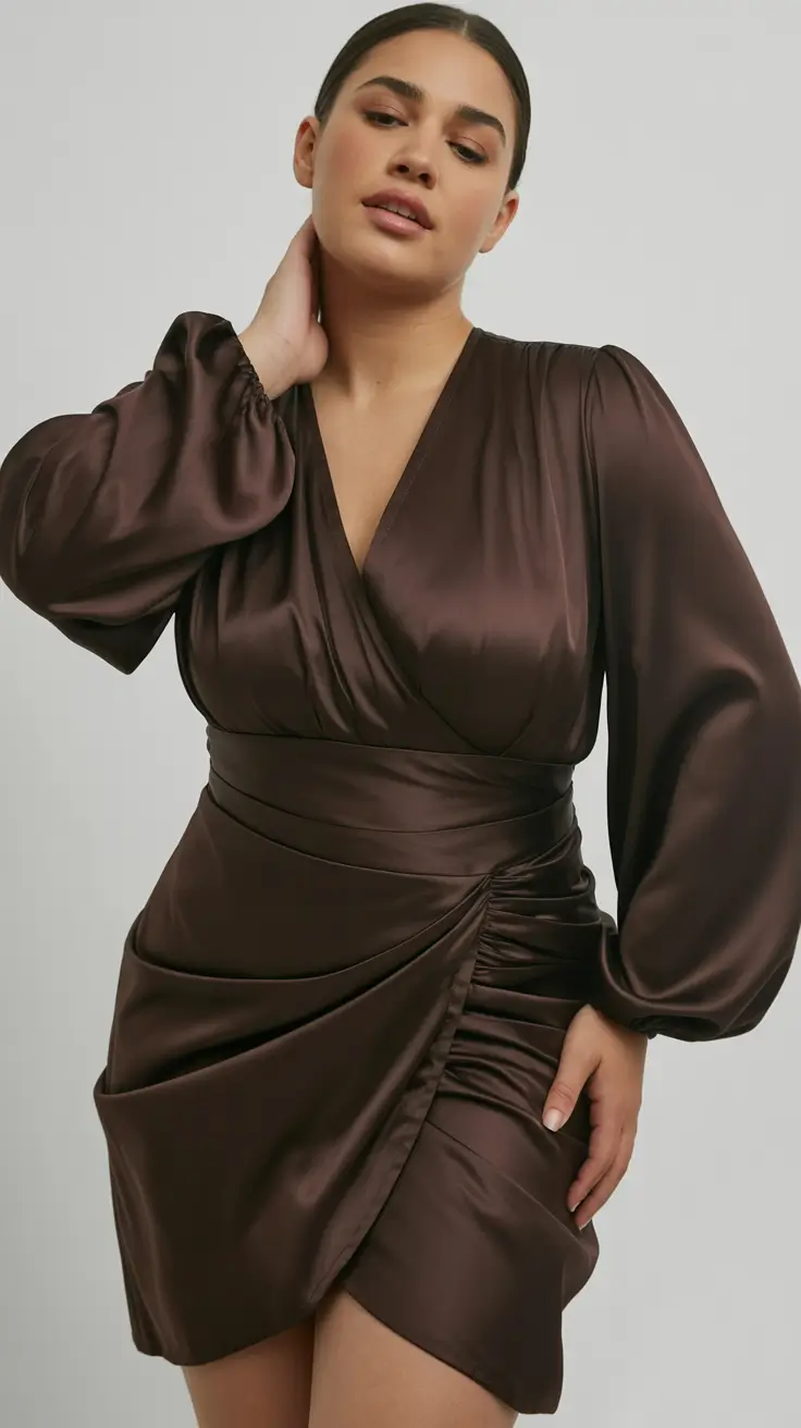 curvy outfits inspo for women 2026 Chocolate Satin Dream