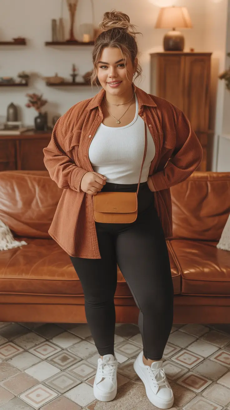 Cute women plus-size outfits 2026 Rust & Black Ease