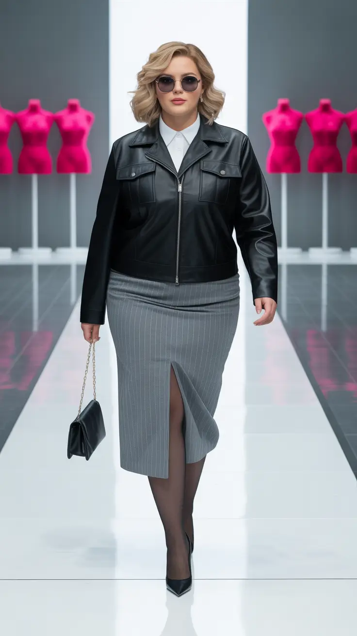 Cute women plus-size outfits 2026 Leather & Lines Elegance