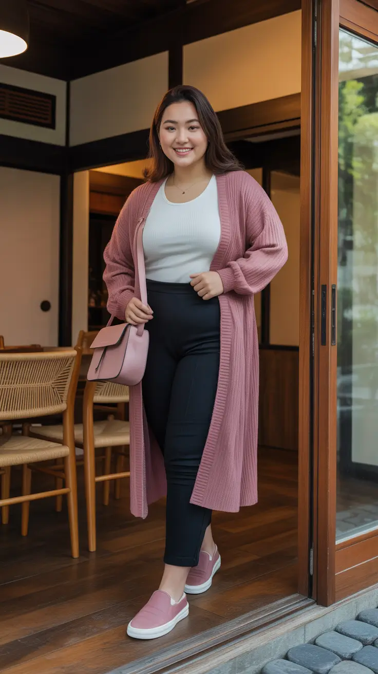 Cute women plus-size outfits 2026 Soft Rose Layers