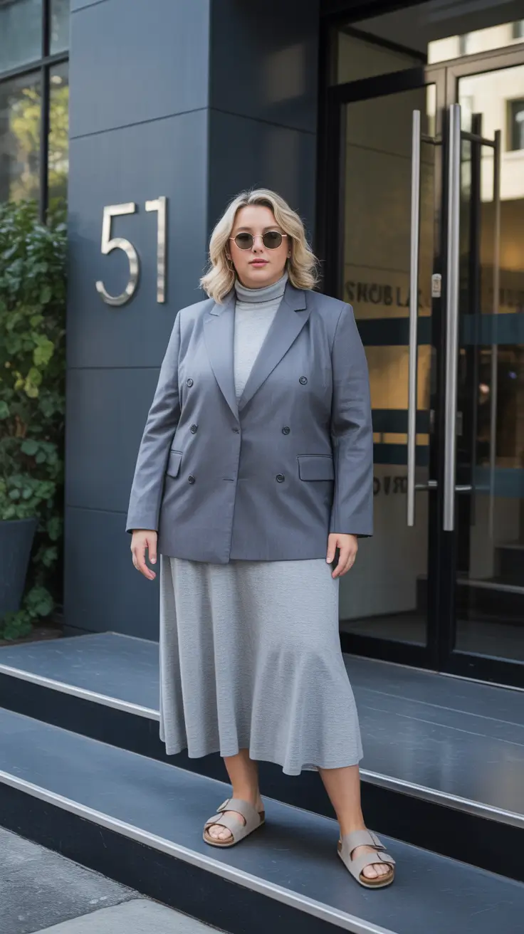 Cute women plus-size outfits 2026 Grey on Grey Elegance