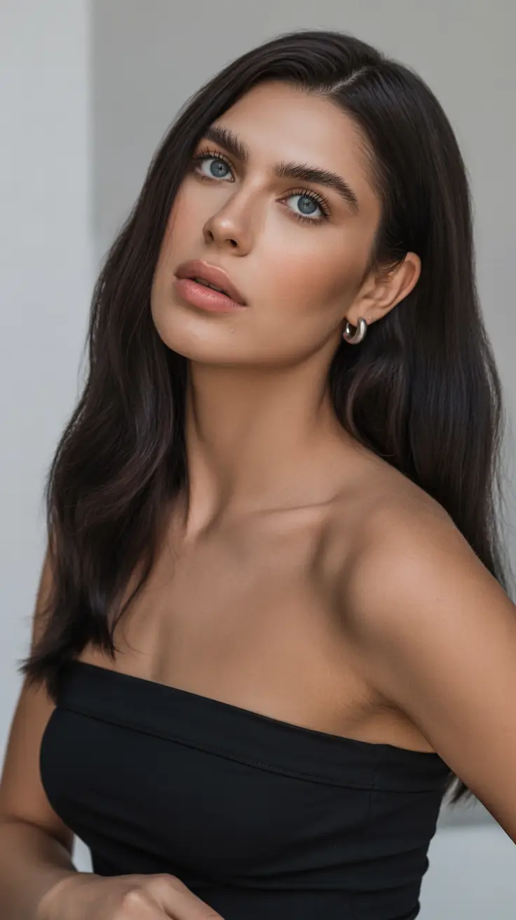 Dark brown hair color 2026 -- sleek and rich Midnight Satin Flow