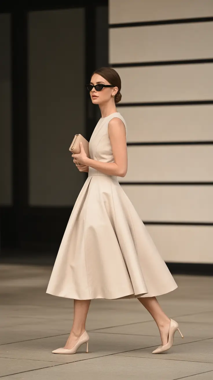 Elegant wedding guest outfits 2026 Parisian Beige Minimalism