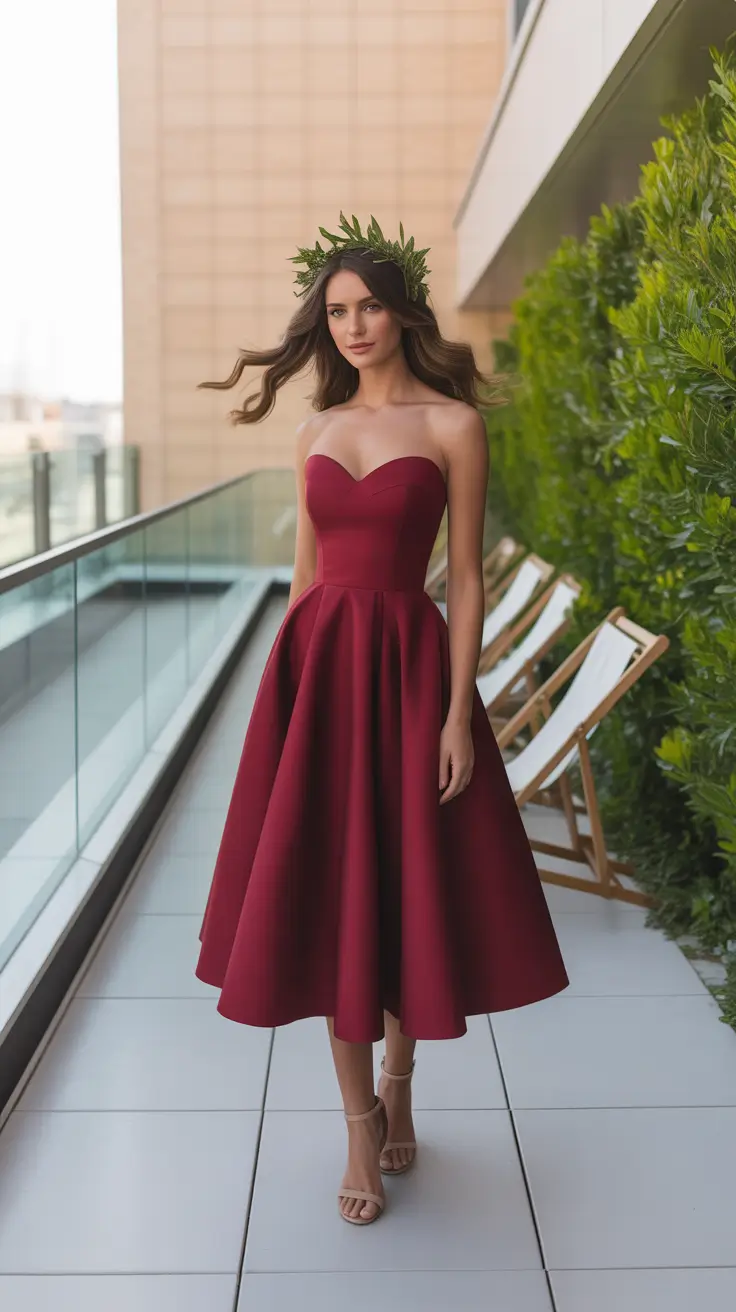 Elegant wedding guest outfits 2026 Burgundy Grace