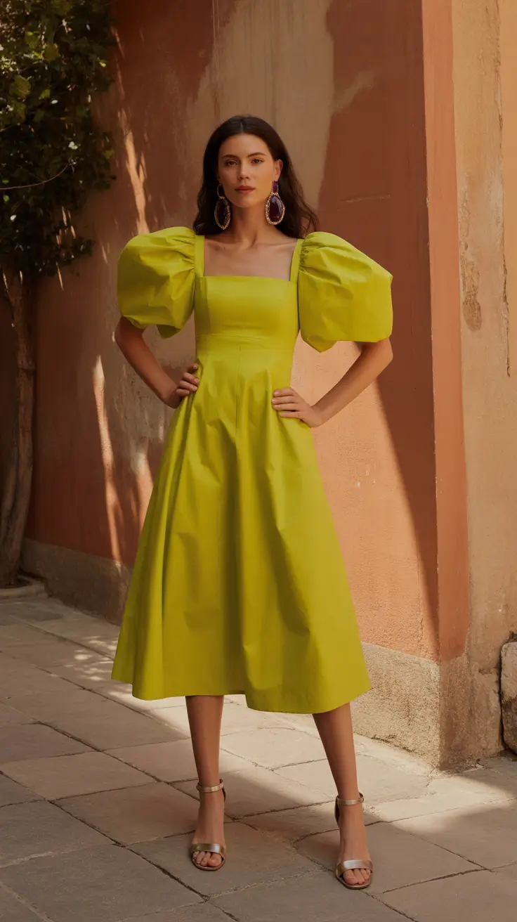 Elegant wedding guest outfits 2026 Sunlit Lime Boldness