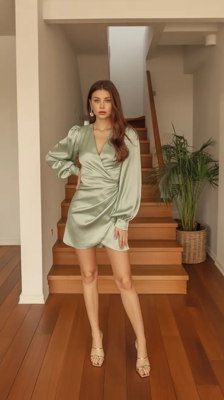 Elegant wedding guest outfits 2026 Soft Sage Minimalism