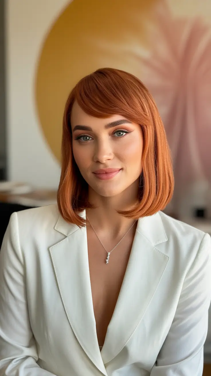 hair color ideas 2026 for every skin tone Sunlit Copper Bob