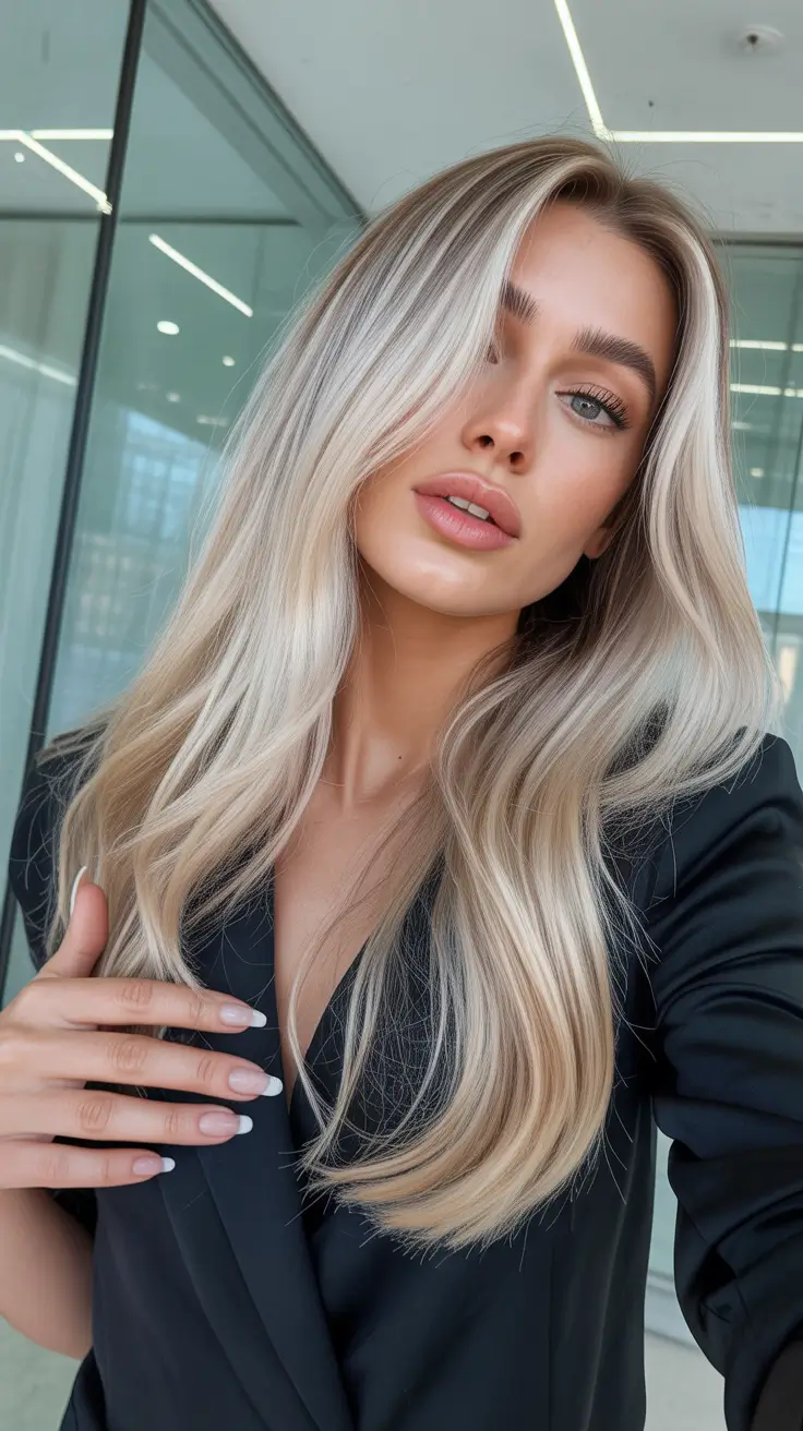 hair color ideas 2026 for every skin tone Icy Champagne Blonde