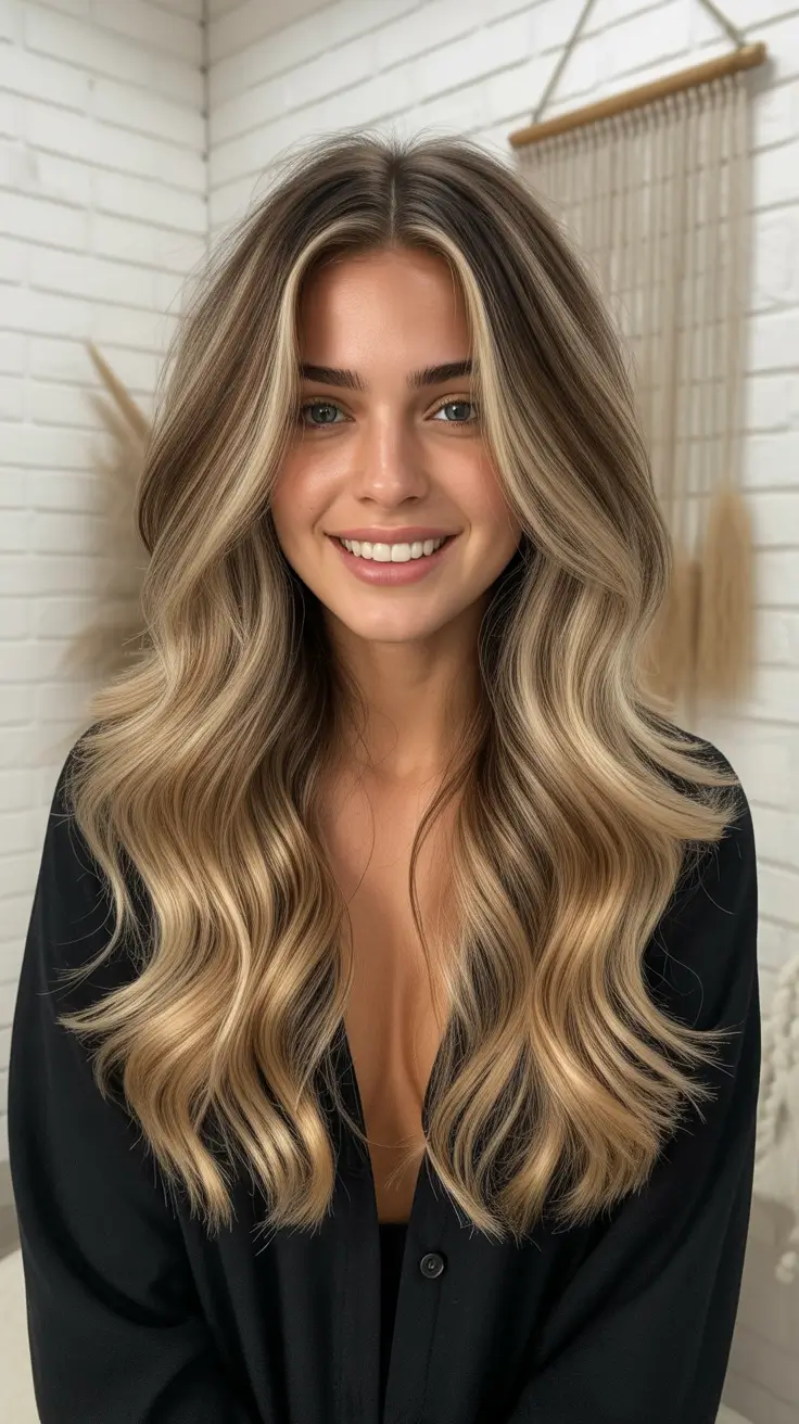 High-contrast balayage hair color ideas 2026 Vanilla Cream Balayage with Face Brightening Strands