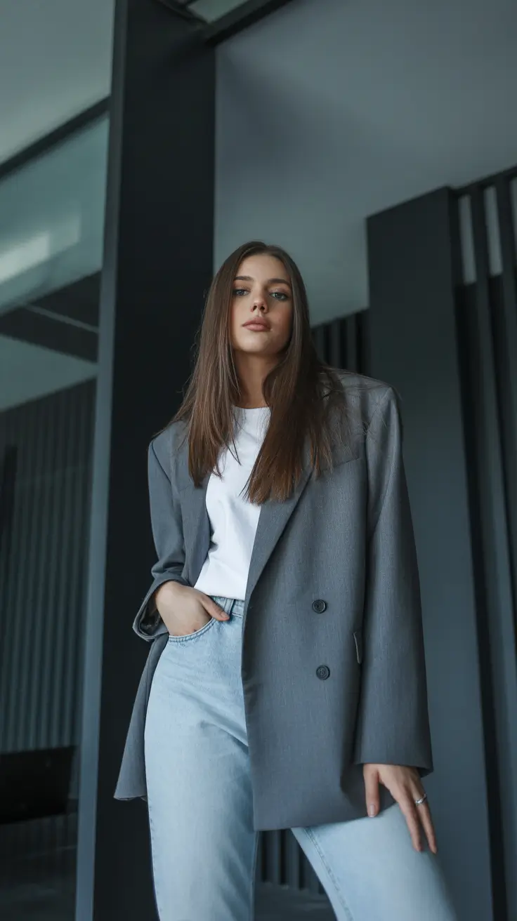 modern office outfits for work 2026 Relaxed Denim Chic