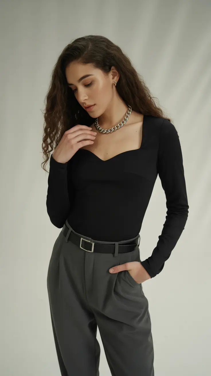 modern office outfits for work 2026 Monochrome with Edge