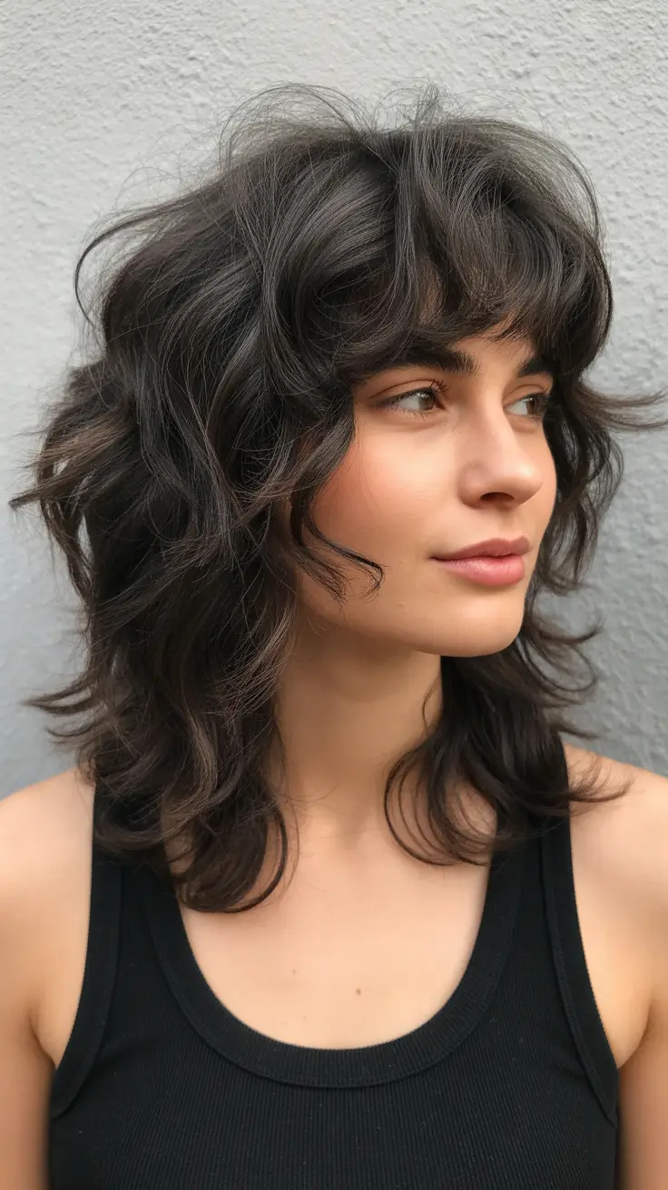 Modern shag hairstyles 2026 Soft Layered Shag with Curly Texture
