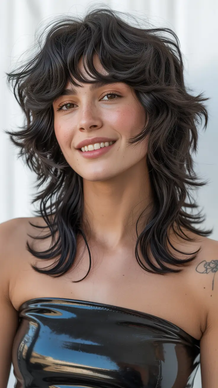 Modern shag hairstyles 2026 Long Wolf Shag with Rockstar Energy