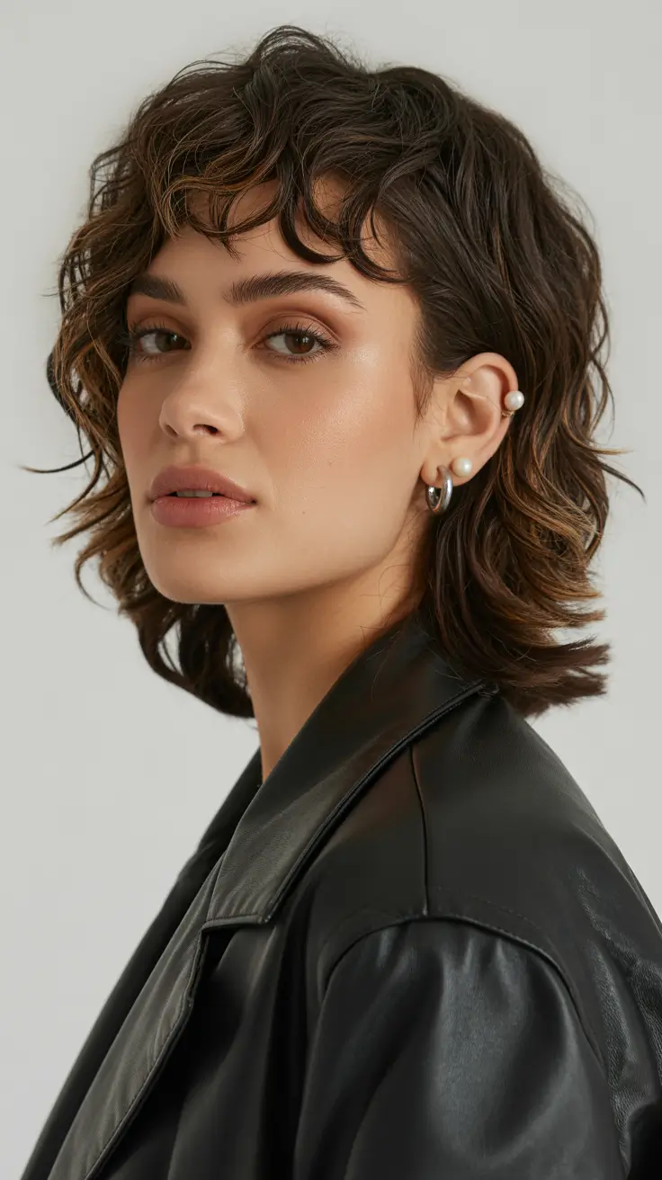Modern shag hairstyles 2026 Short Wavy Shag with Natural Bangs