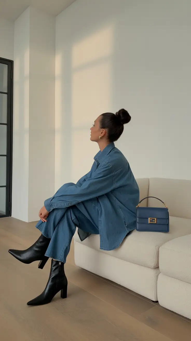 New York outfit ideas 2026 Denim on Denim: Minimalist Layers