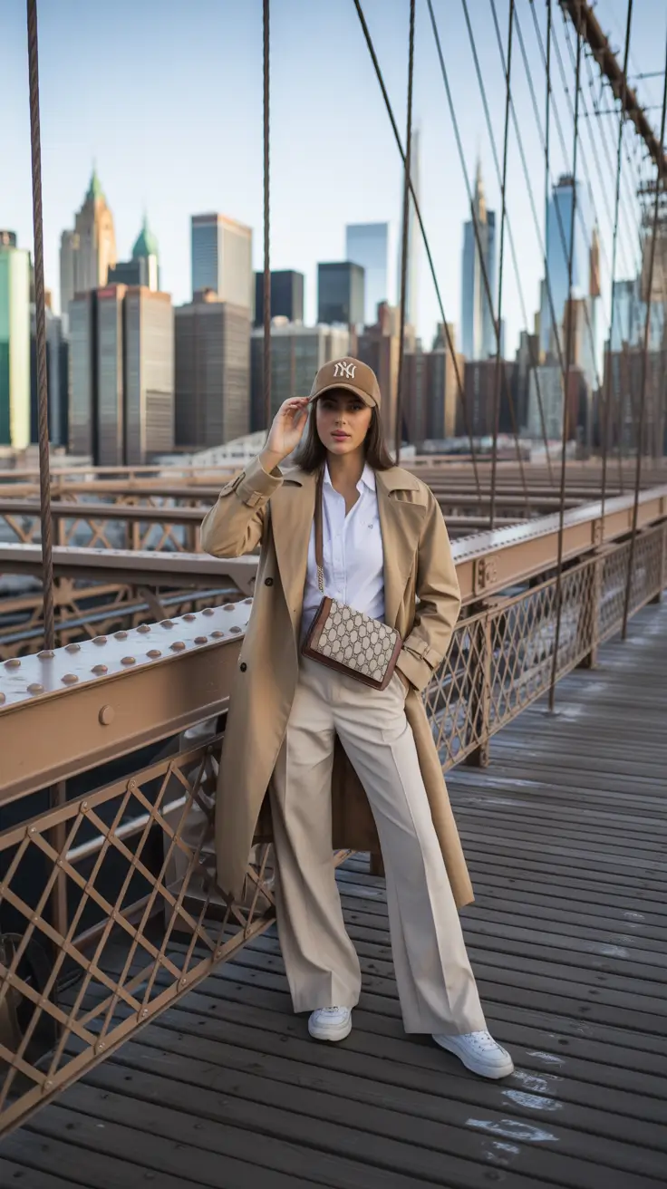 New York outfit ideas 2026 Neutral Perfection: Brooklyn Bridge Mornings