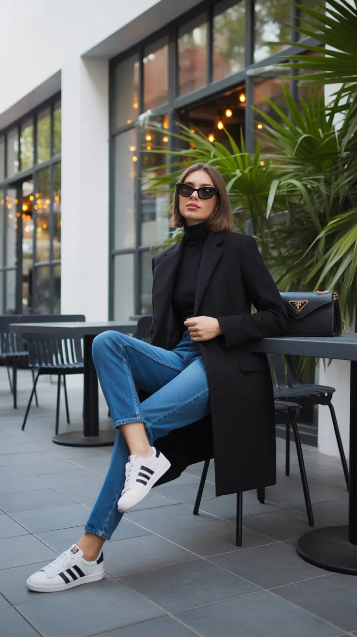 New York outfit ideas 2026 Effortless Noir: The New York Classic
