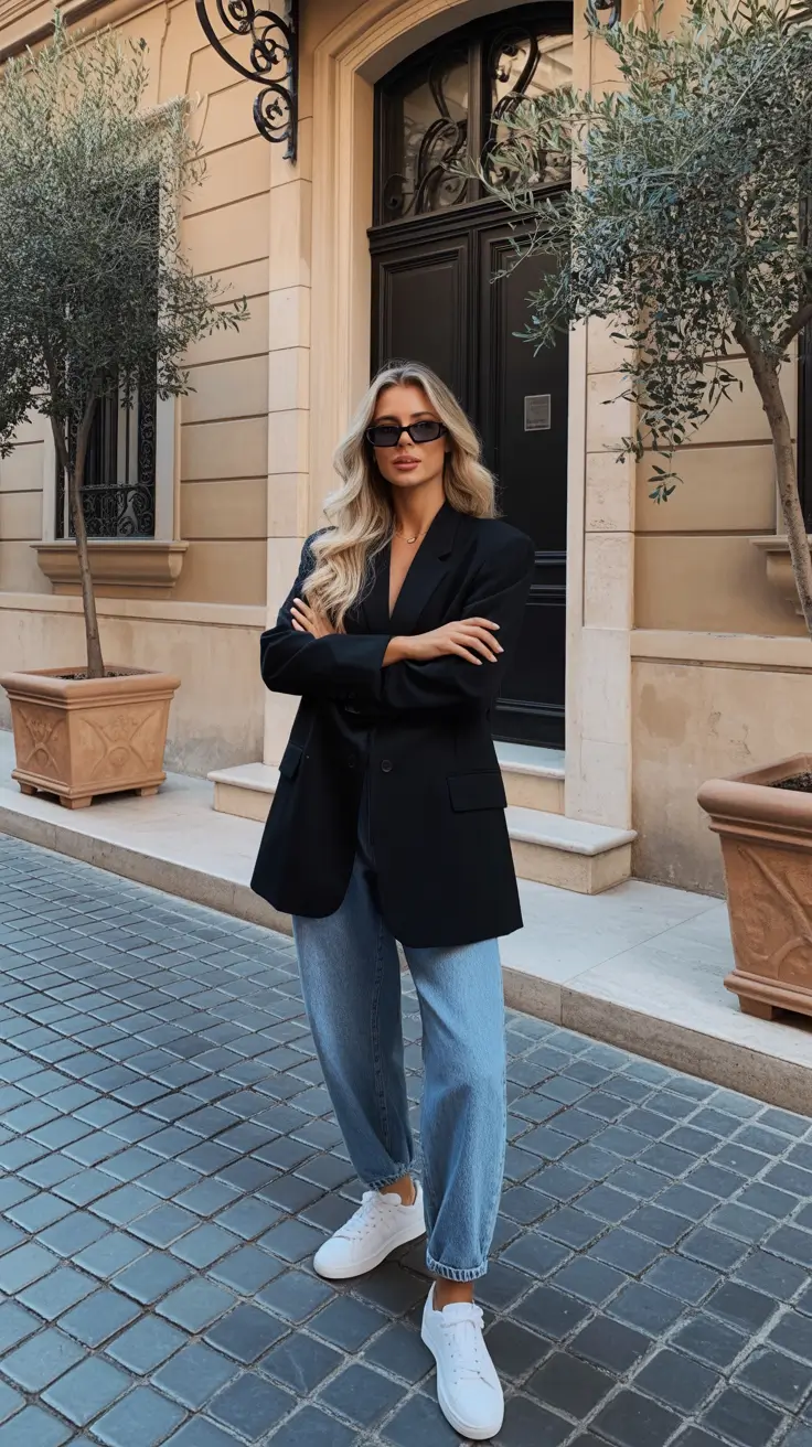 New York outfit ideas 2026 Downtown Ease: The All-Black Blazer Edit