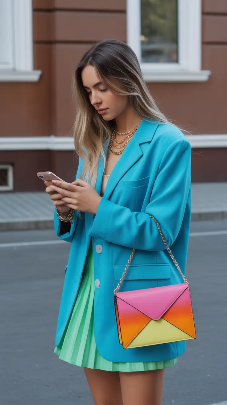 Stylish blazer outfits 2026 blue and green