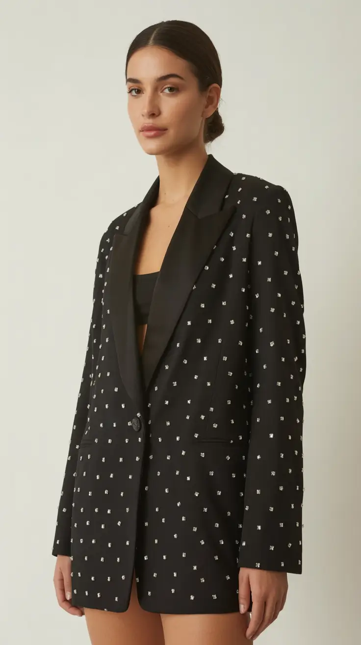 Stylish blazer outfits 2026 midnight sparkle