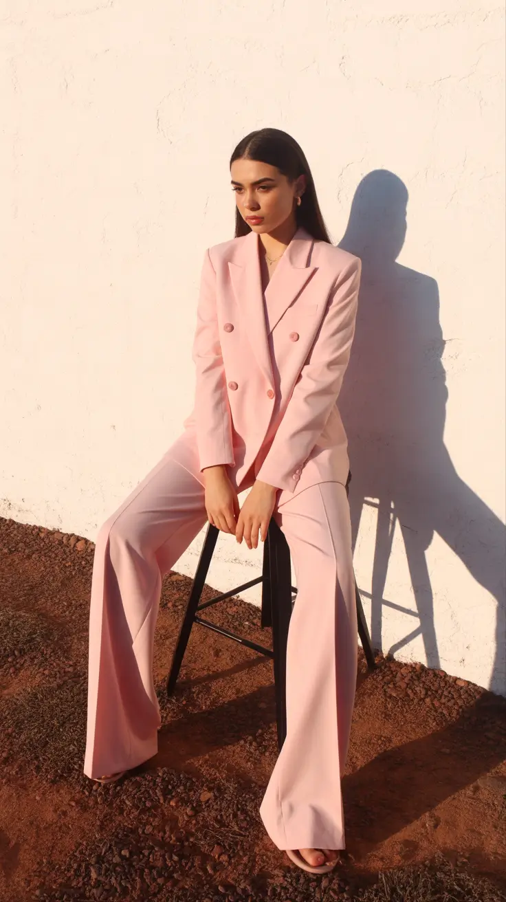 Stylish blazer outfits 2026 pink statement