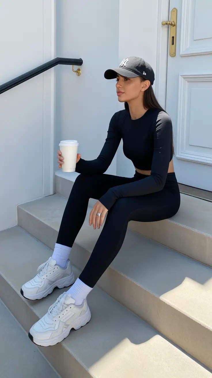 Stylish women workout outfits 2026 Monochrome Espresso Energy