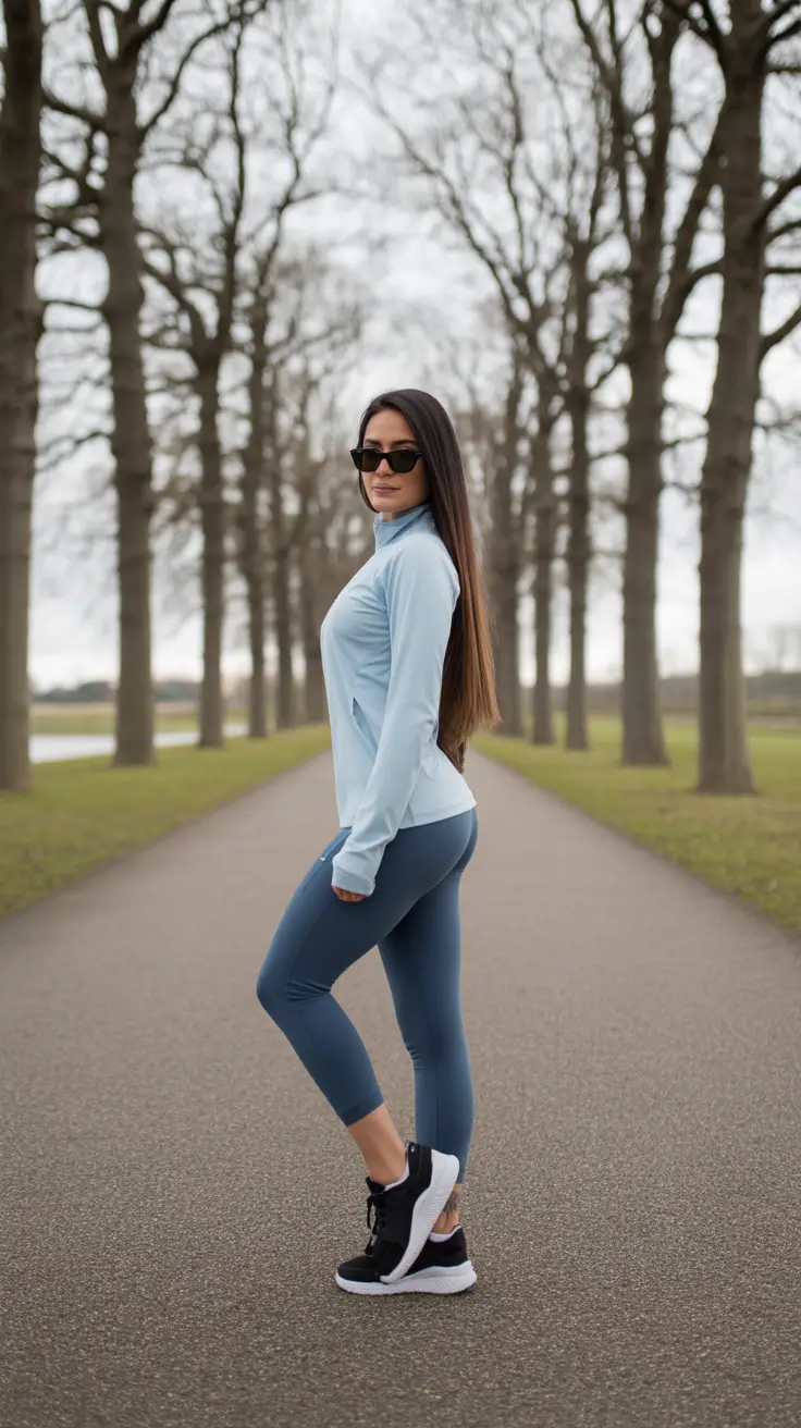 Stylish women workout outfits 2026 Blue Serenity