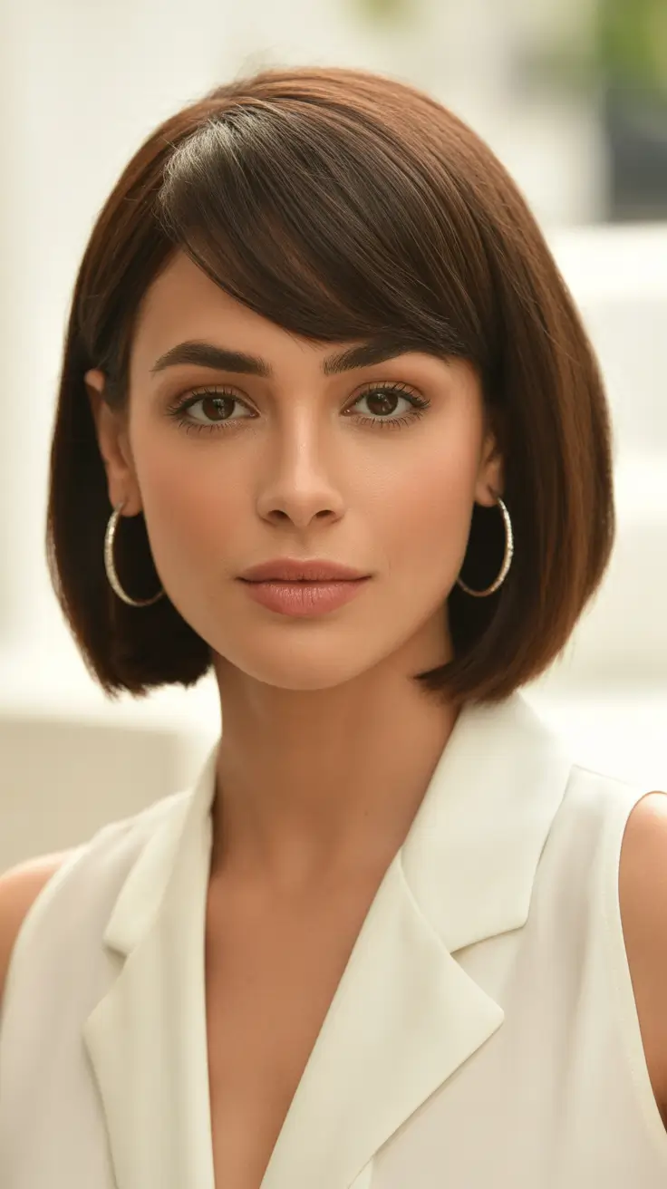 Trendy bob haircuts 2026 Soft Side Bangs
