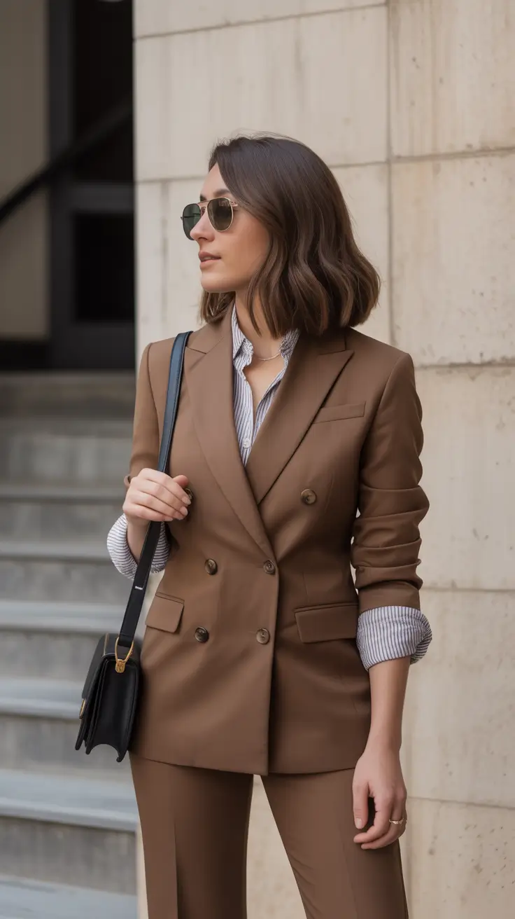 Trendy business casual outfits for women 2026 Coffee-Toned Elegance