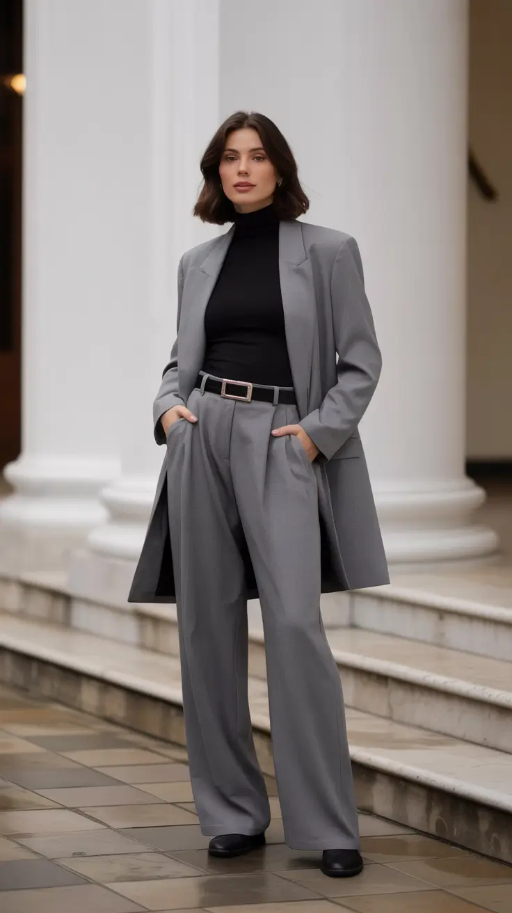 Trendy business casual outfits for women 2026 Modern Minimalism in Gray