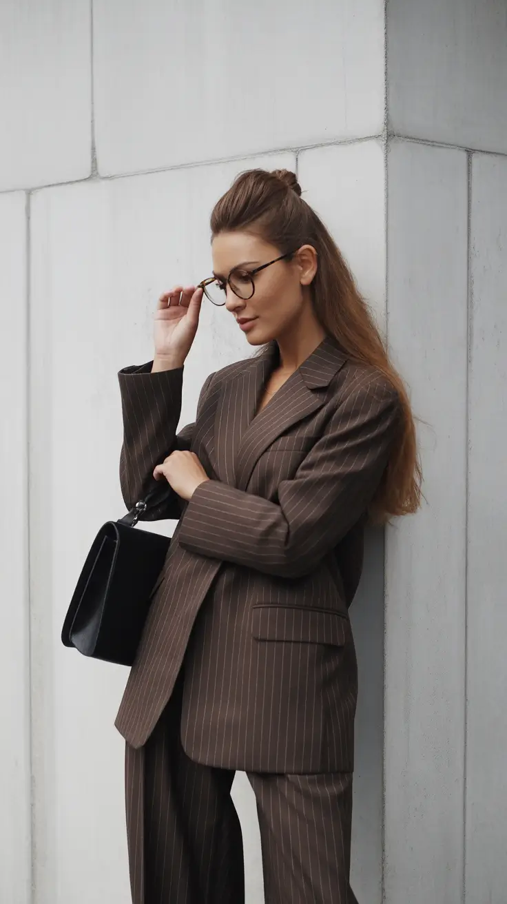 Trendy business casual outfits for women 2026 Pinstripes and Poise