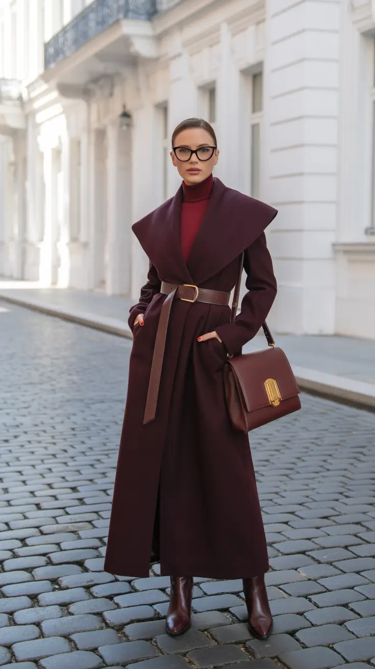 Trendy business casual outfits for women 2026 Berry Sophistication for Winter Days