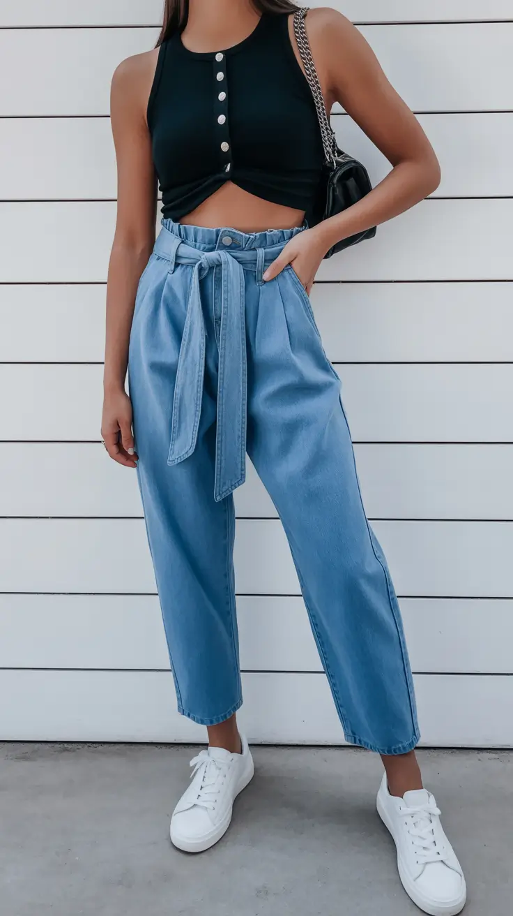 Trendy jeans outfits 2026 Urban Cool with a Paperbag Twist