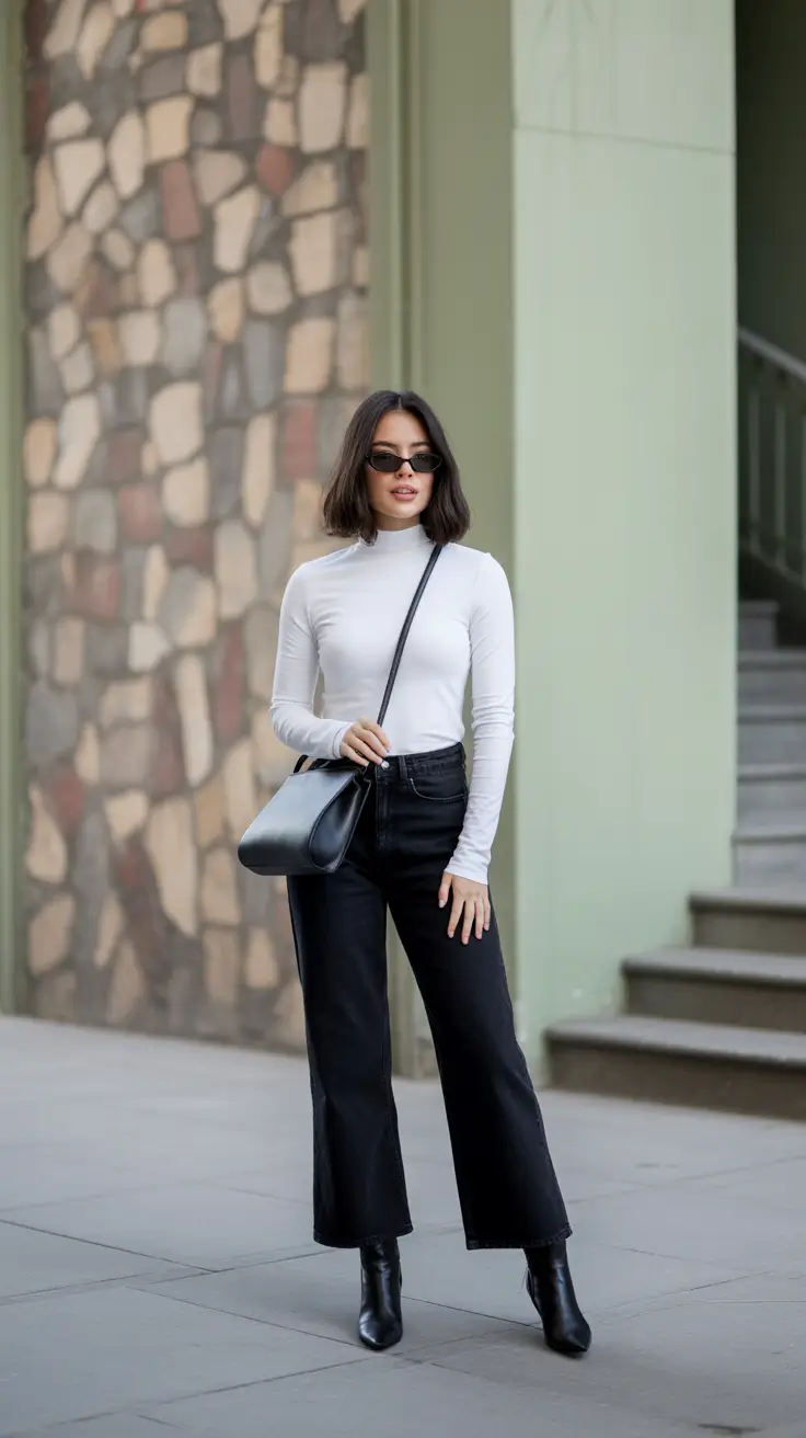 Trendy jeans outfits 2026 Monochrome Magic in Black and White