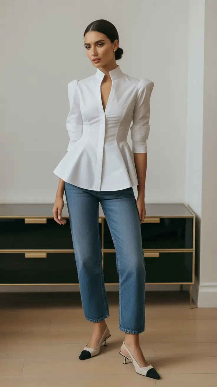 Trendy jeans outfits 2026 Tailored Grace in Denim