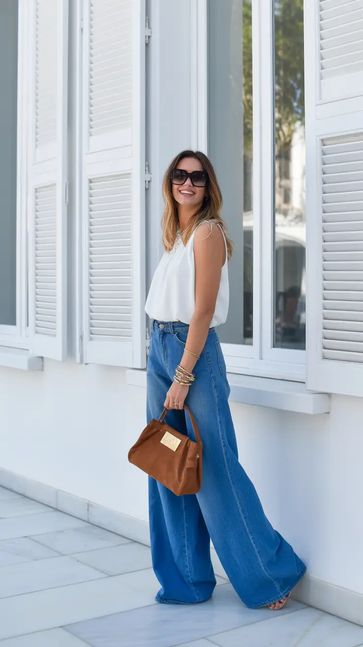 Trendy jeans outfits 2026 White Simplicity Wide-Leg Ease