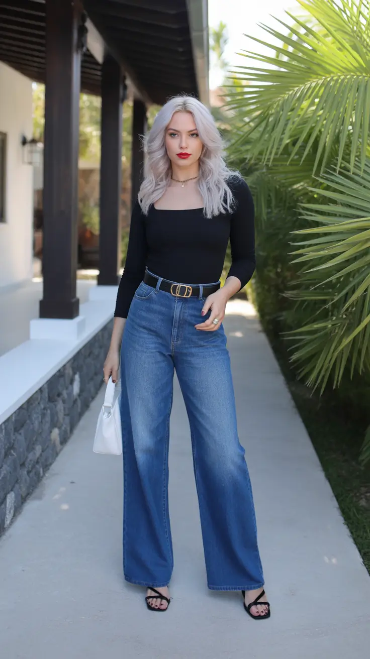Trendy jeans outfits 2026 Modern Noir and Denim Clarity
