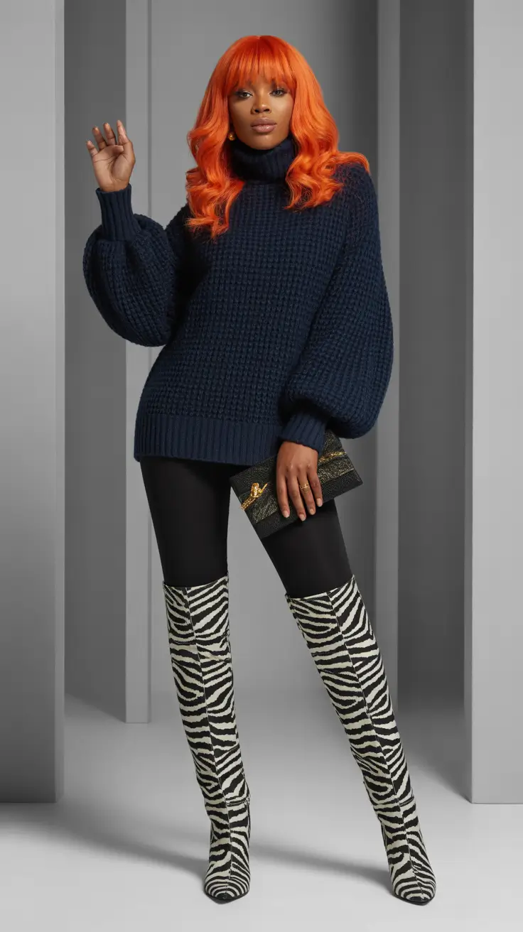 Trendy outfits for Black women 2026 Wild Chic in Navy and Zebra