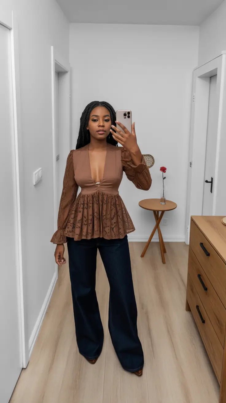Trendy outfits for Black women 2026 Chocolate Tones and Denim Grace