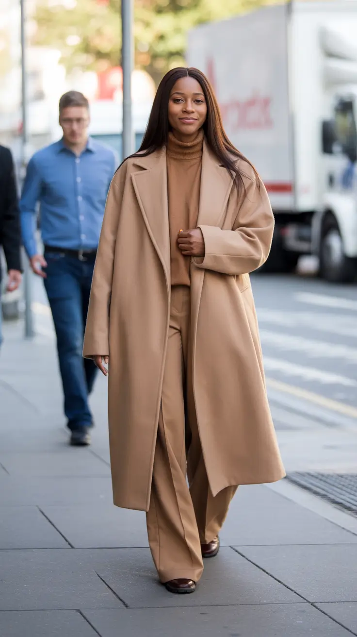 Trendy outfits for Black women 2026 Caramel Harmony in Tonal Layers