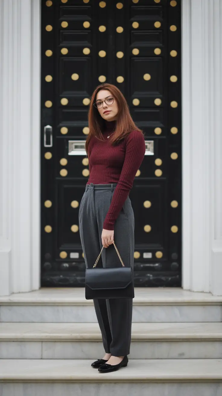 Trendy outfits for moms 2026 Burgundy Confidence