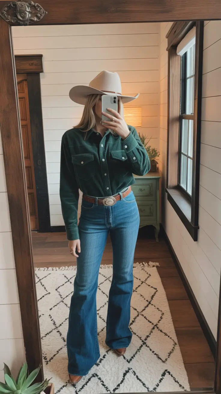 Trendy rodeo outfits 2026 Classic Cowgirl Mirror Moment
