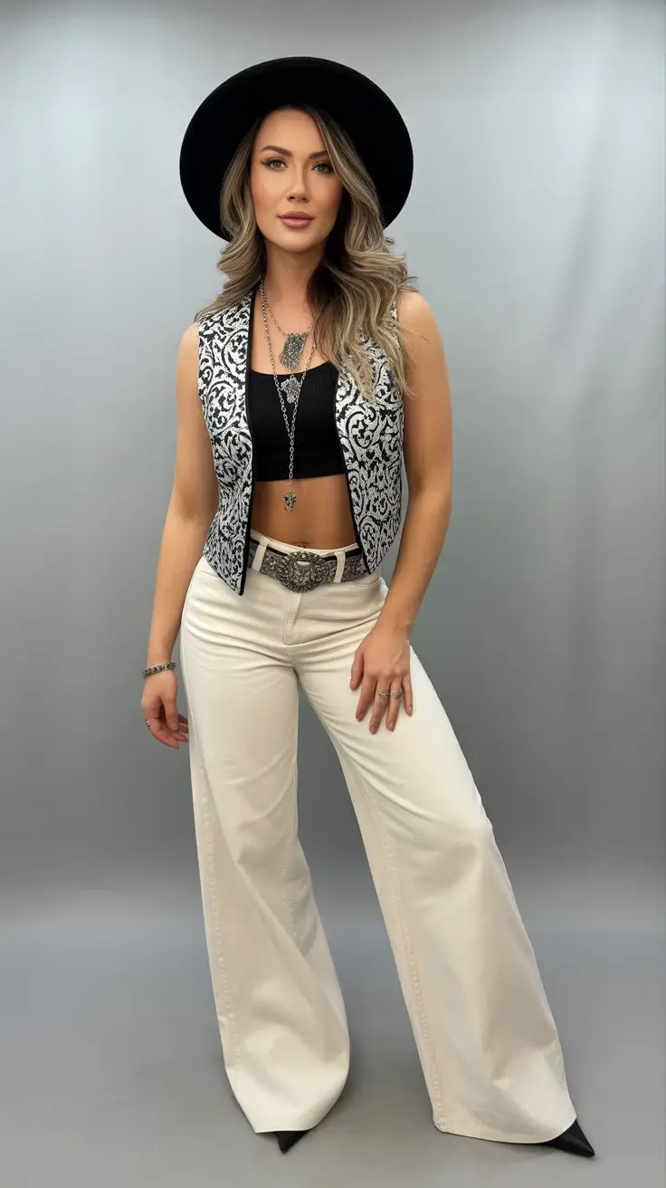 Trendy rodeo outfits 2026 Monochrome Western Elegance