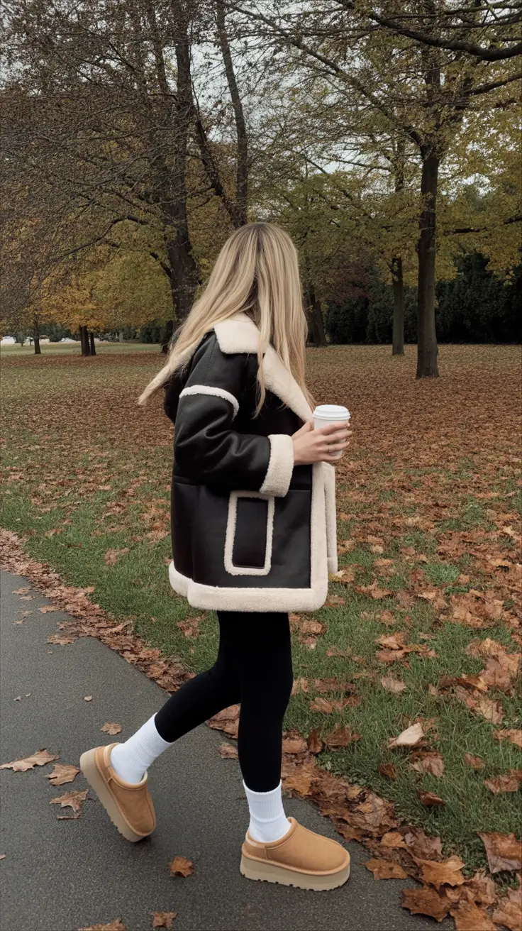 Trendy Ugg outfits 2026 Shearling Jacket & Leggings