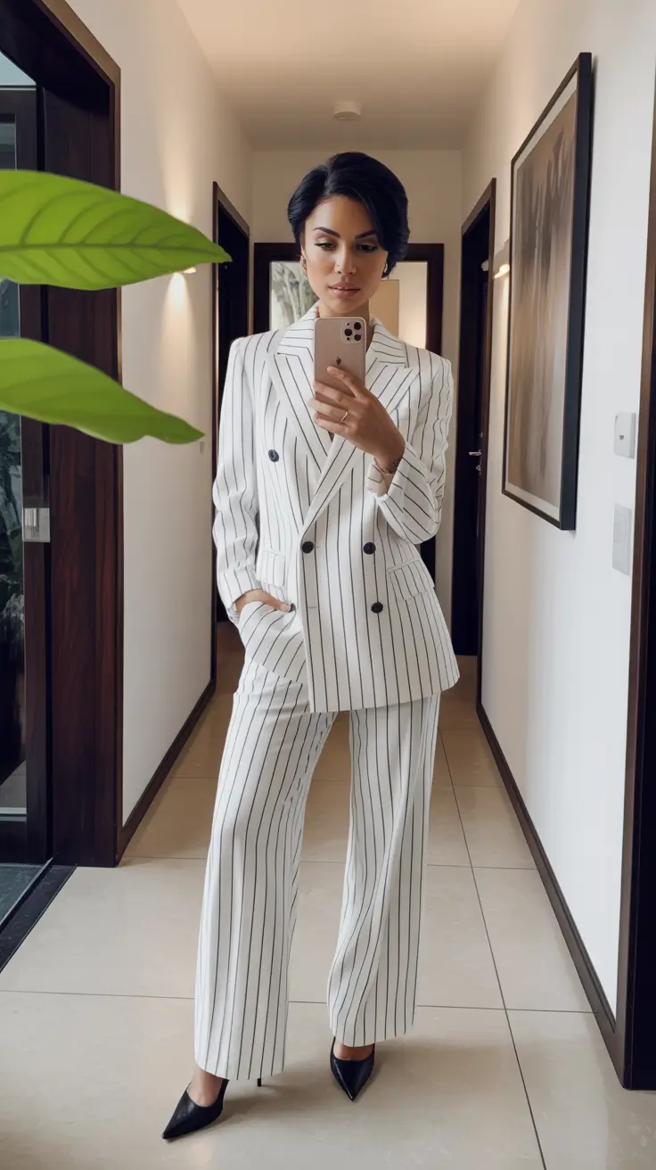 Trendy vacation outfits 2026 Monochrome Power Tailored in White